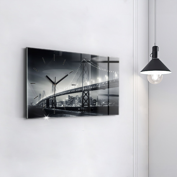 Horizontal wall clock San Francisco Bridge at Night