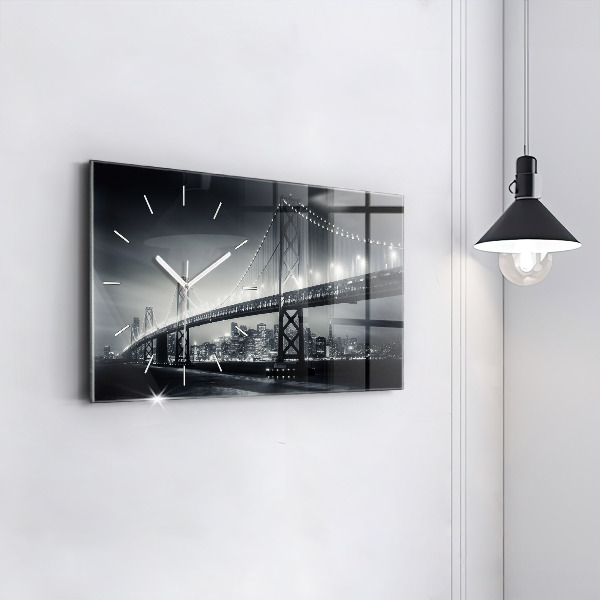 Horizontal wall clock San Francisco Bridge at Night