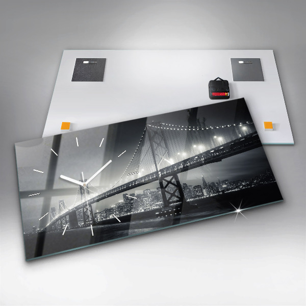 Horizontal wall clock San Francisco Bridge at Night