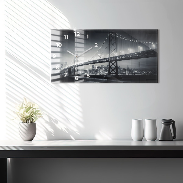 Horizontal wall clock San Francisco Bridge at Night