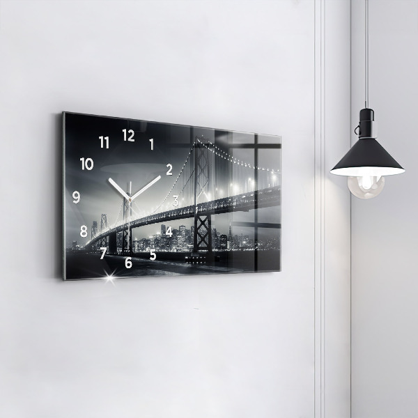 Horizontal wall clock San Francisco Bridge at Night