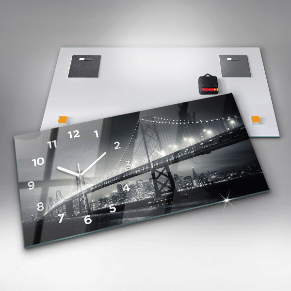 Horizontal wall clock San Francisco Bridge at Night
