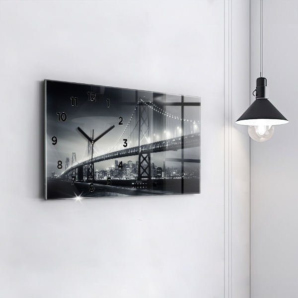 Horizontal wall clock San Francisco Bridge at Night