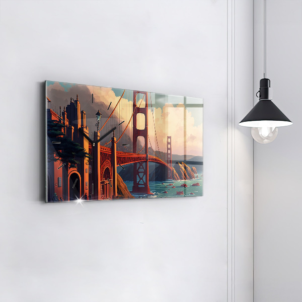 Horizontal wall clock San Francisco Bridge