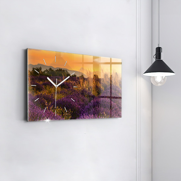 Horizontal wall clock Lavender meadow France