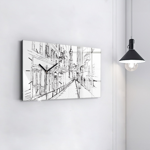 Horizontal wall clock Drawing of the city of Provence