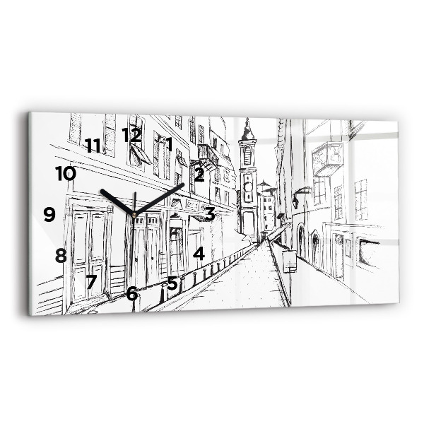 Horizontal wall clock Drawing of the city of Provence