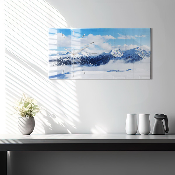 Horizontal wall clock Mountain panorama