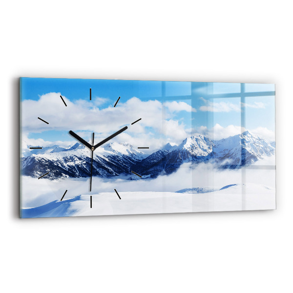 Horizontal wall clock Mountain panorama