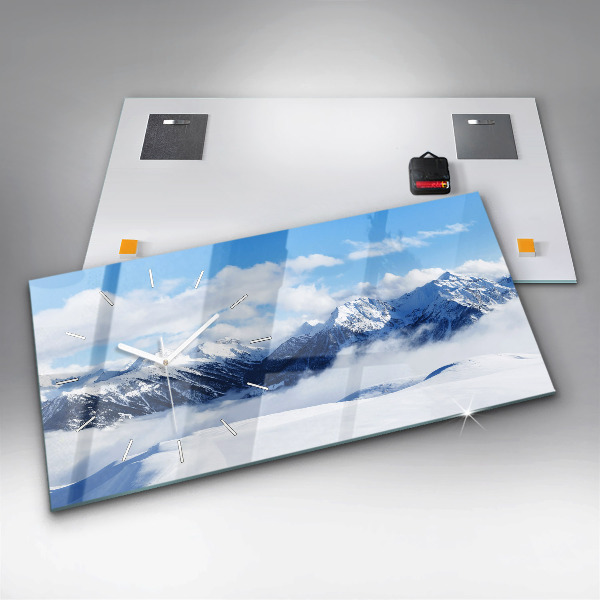 Horizontal wall clock Mountain panorama