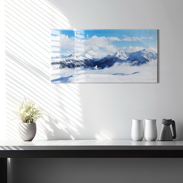 Horizontal wall clock Mountain panorama