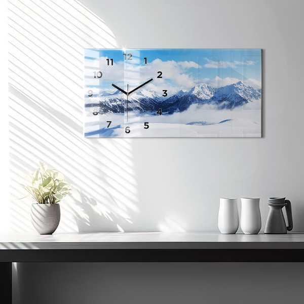 Horizontal wall clock Mountain panorama