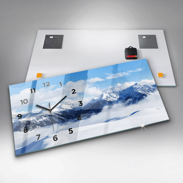 Horizontal wall clock Mountain panorama