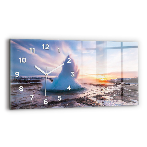 Horizontal wall clock Geyser on the island of Iceland