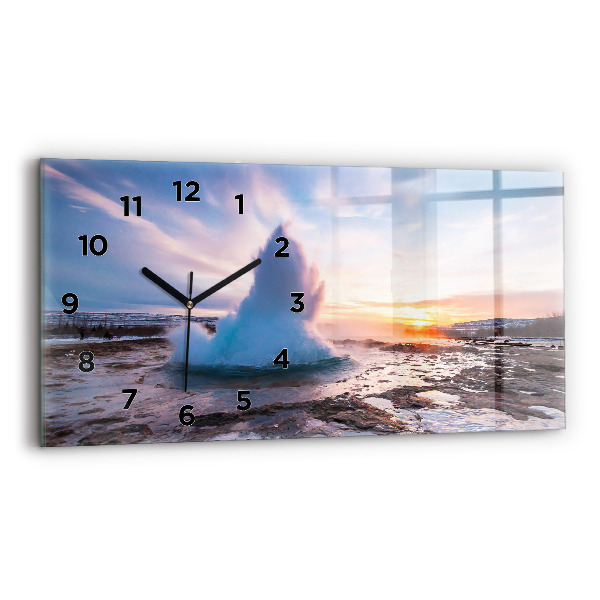 Horizontal wall clock Geyser on the island of Iceland
