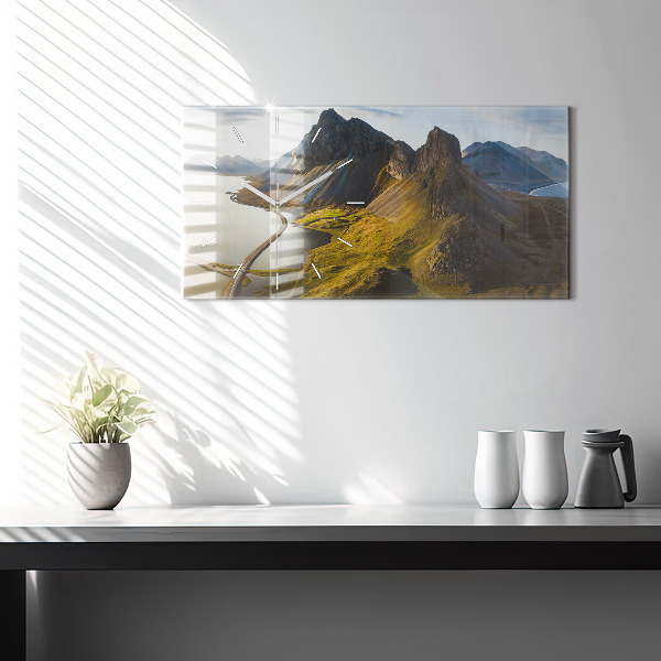 Horizontal wall clock Road in Iceland