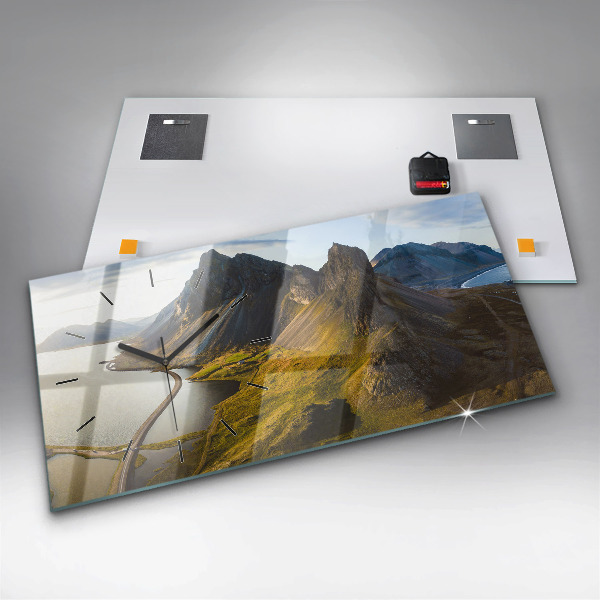 Horizontal wall clock Road in Iceland