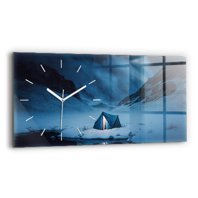 Horizontal wall clock Tent in the mountains of Iceland