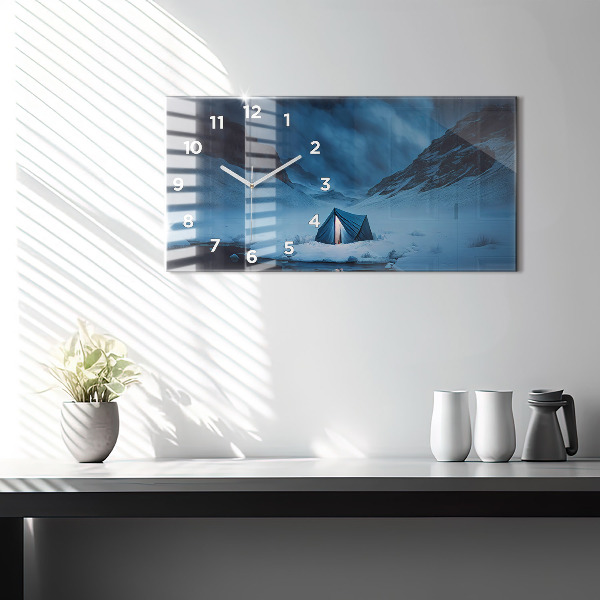 Horizontal wall clock Tent in the mountains of Iceland