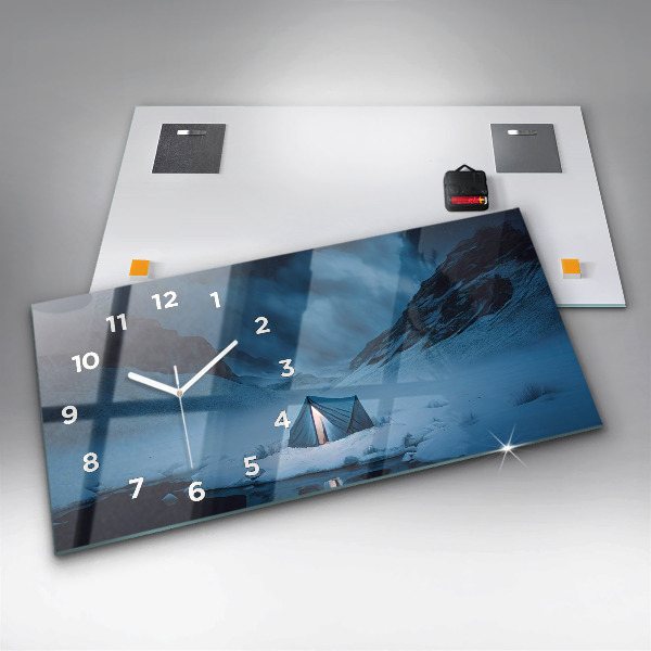 Horizontal wall clock Tent in the mountains of Iceland