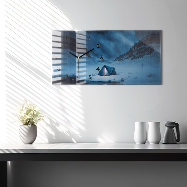 Horizontal wall clock Tent in the mountains of Iceland
