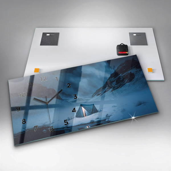 Horizontal wall clock Tent in the mountains of Iceland