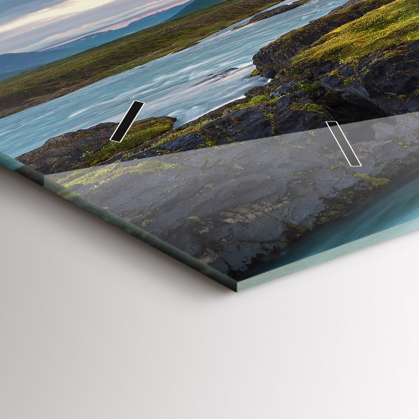 Horizontal wall clock Landscape with a waterfall