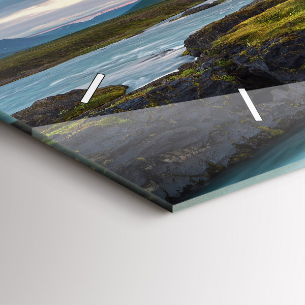 Horizontal wall clock Landscape with a waterfall