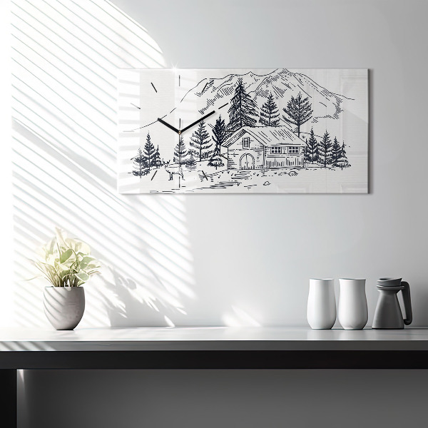 Horizontal wall clock Cartoon town