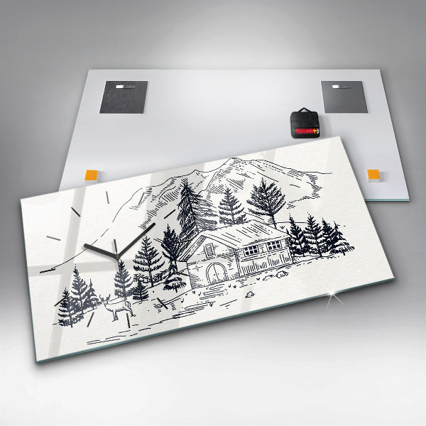 Horizontal wall clock Cartoon town