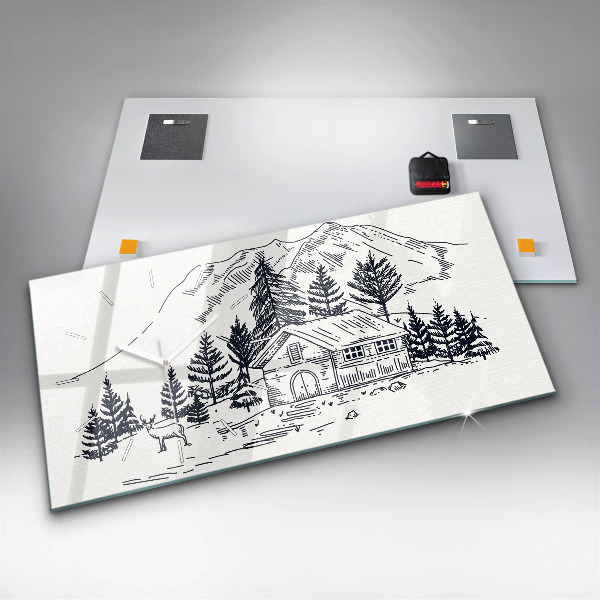 Horizontal wall clock Cartoon town