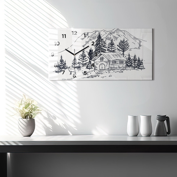 Horizontal wall clock Cartoon town