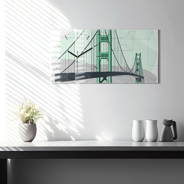 Horizontal wall clock Green Bridge