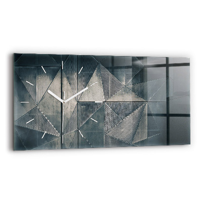 Horizontal wall clock Metal abstract triangles