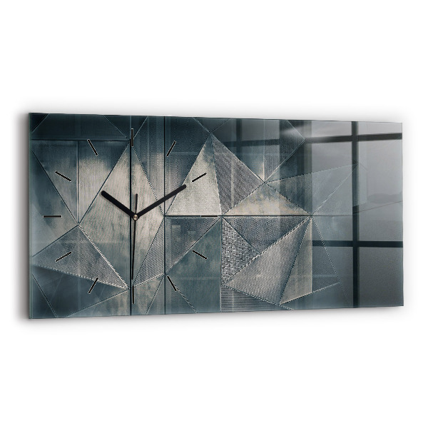 Horizontal wall clock Metal abstract triangles