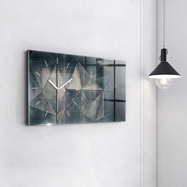 Horizontal wall clock Metal abstract triangles