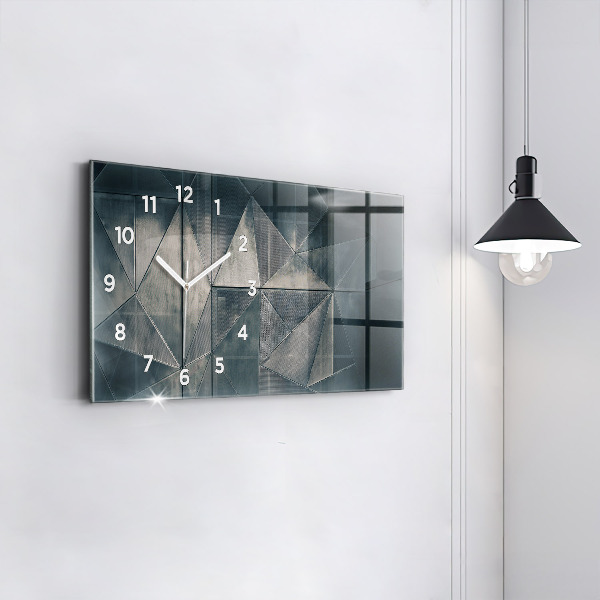 Horizontal wall clock Metal abstract triangles