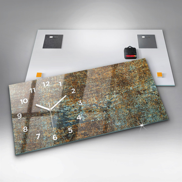Horizontal wall clock Old Metal Texture