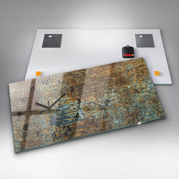 Horizontal wall clock Old Metal Texture