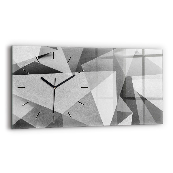 Horizontal wall clock Gray Geometric Abstraction