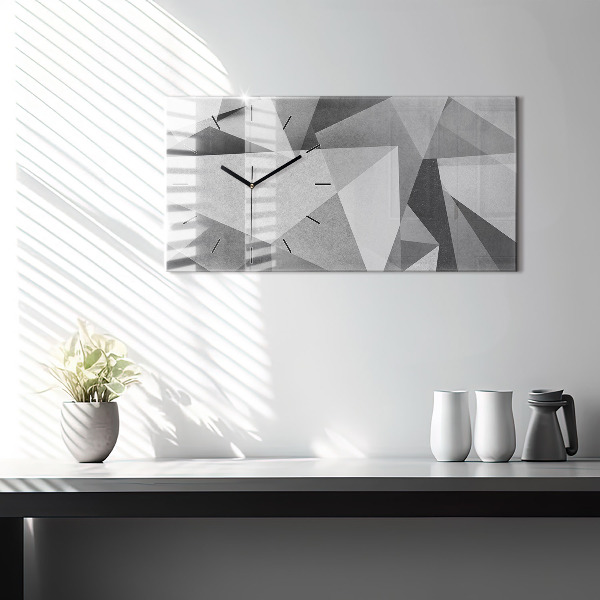 Horizontal wall clock Gray Geometric Abstraction