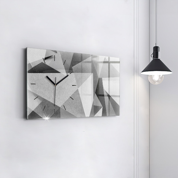 Horizontal wall clock Gray Geometric Abstraction