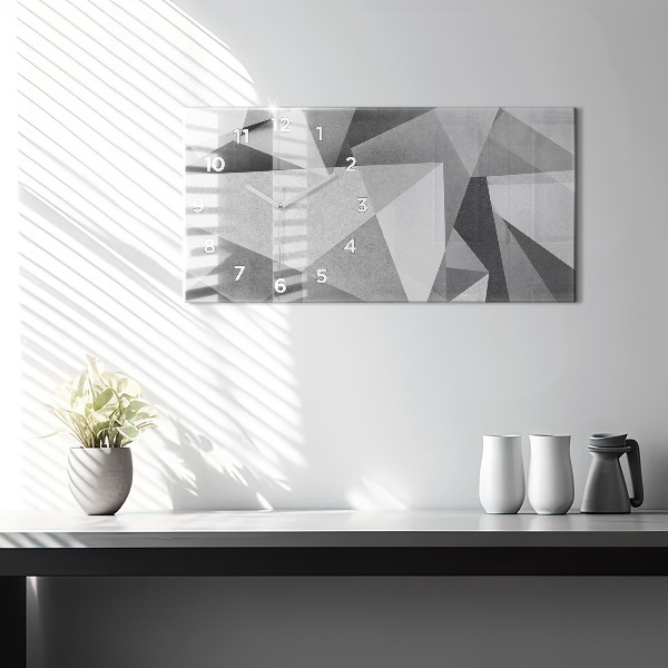 Horizontal wall clock Gray Geometric Abstraction