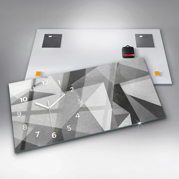 Horizontal wall clock Gray Geometric Abstraction