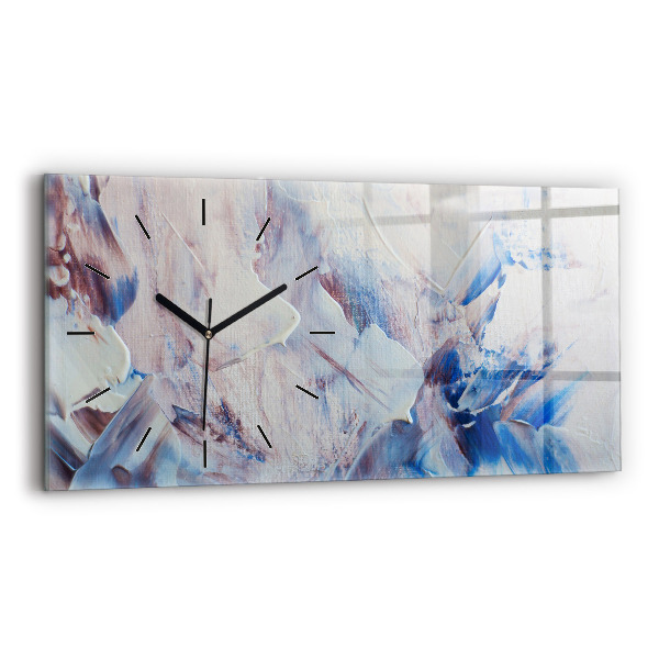 Horizontal wall clock Abstract paint texture