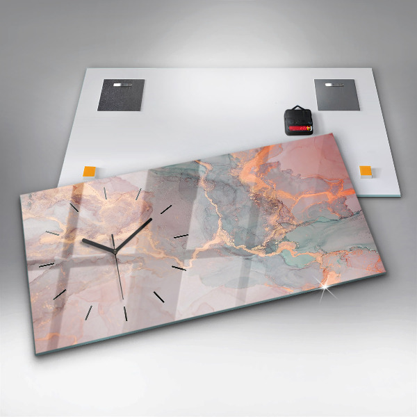 Horizontal wall clock Marble texture