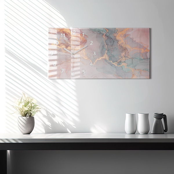 Horizontal wall clock Marble texture