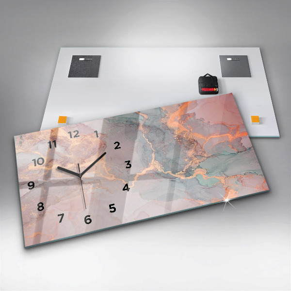 Horizontal wall clock Marble texture