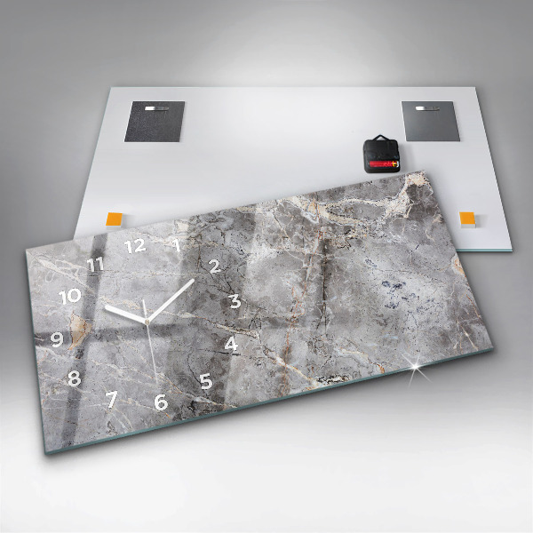 Horizontal wall clock Gray Granite Marble Stone
