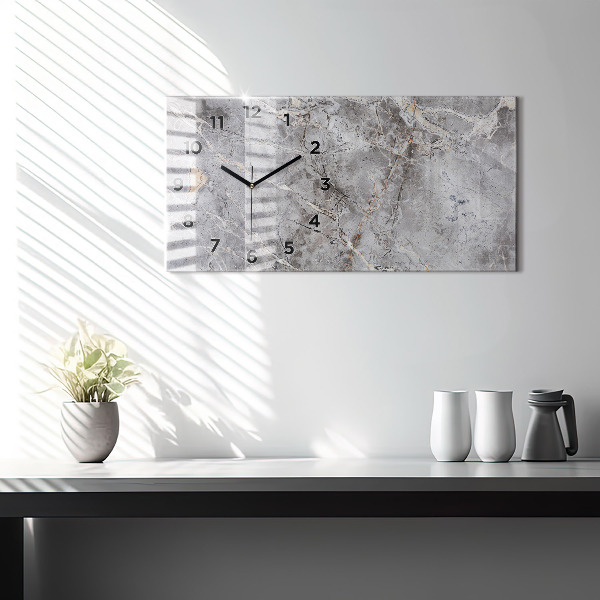 Horizontal wall clock Gray Granite Marble Stone